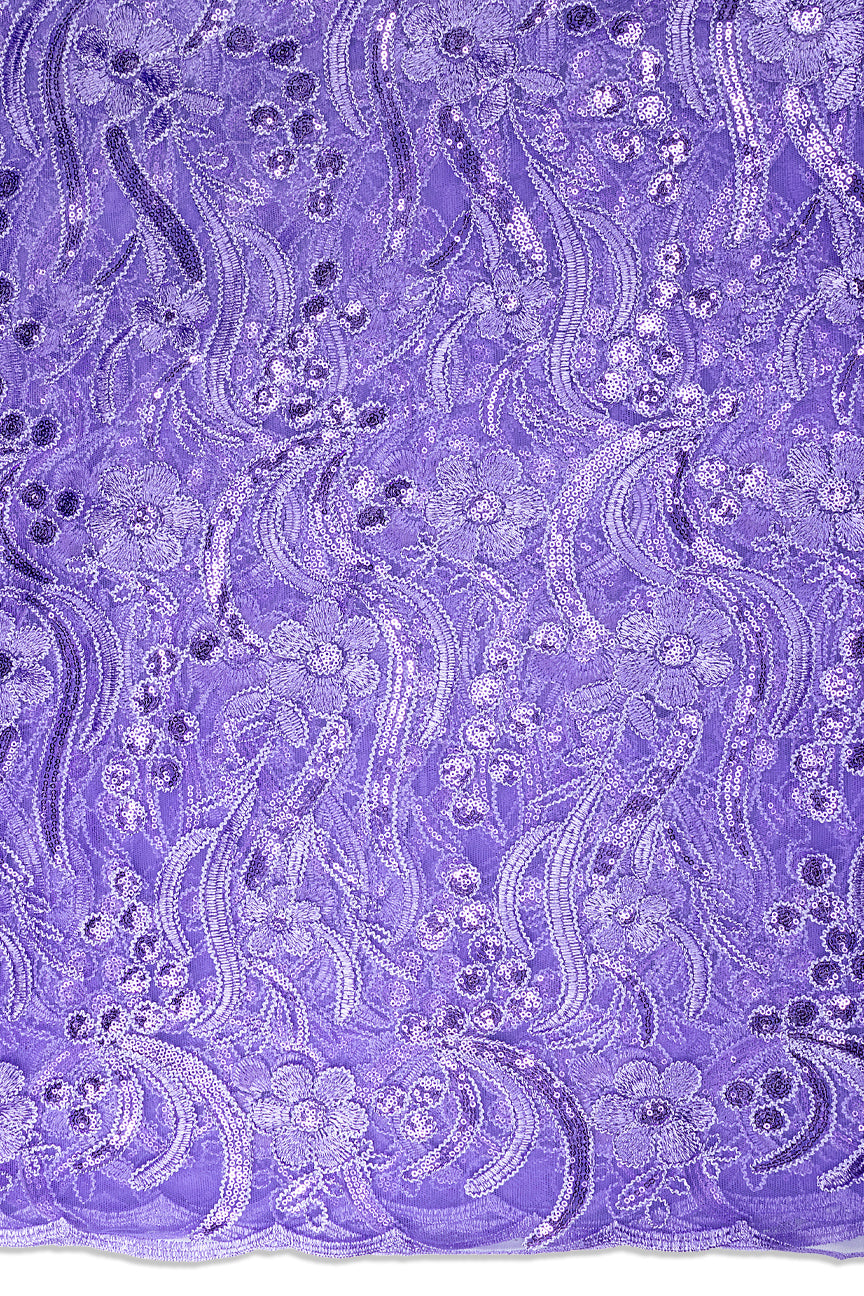 SQL079-LIL - Sequined French Net Lace - Lilac