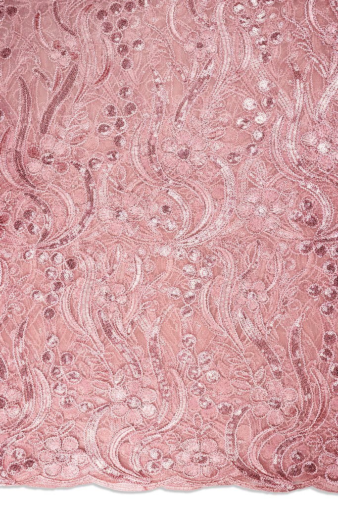 SQL079-ONI - Sequined French Net Lace - Onion Pink