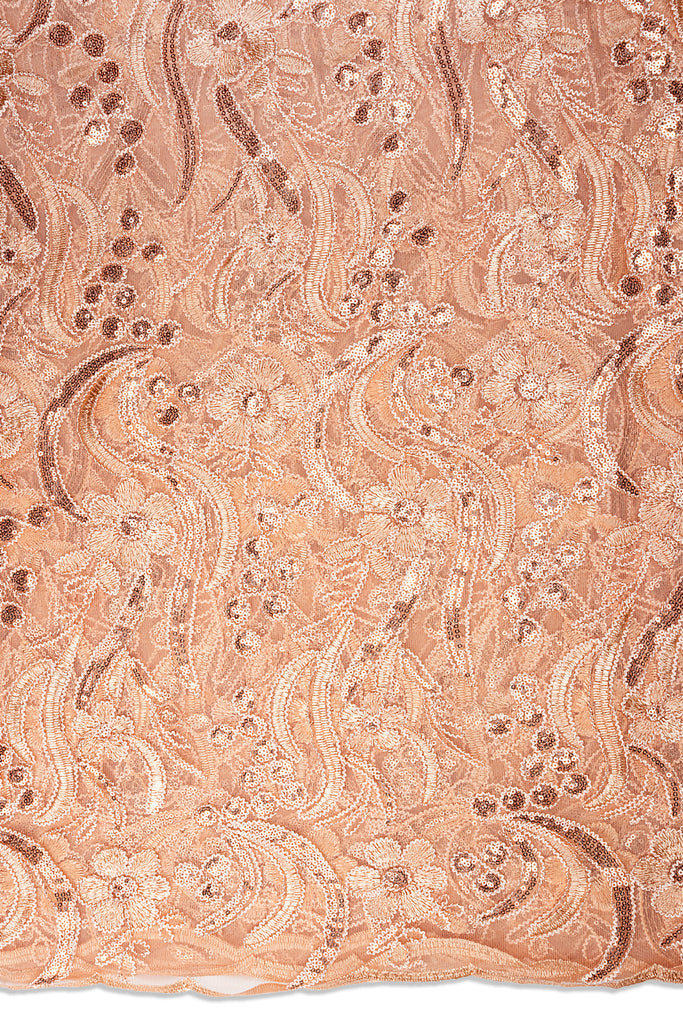 SQL079-PCH - Sequined French Net Lace - Peach