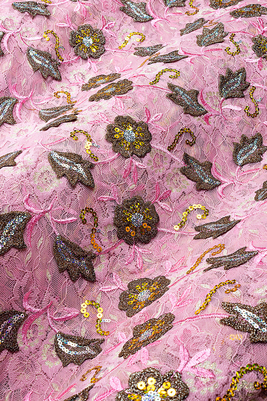SQL080-DPK - Sequined Net Lace with Appliqué - Dusty Pink & Bronze