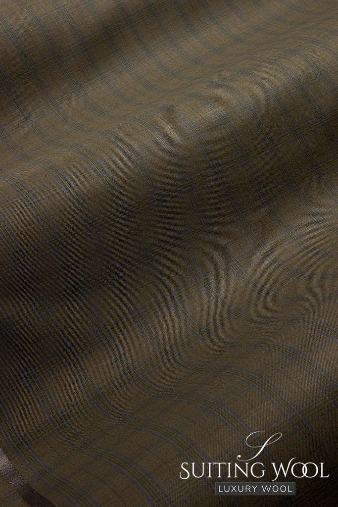 SWL004-BRN - Superfine Suiting Wool - Dark Brown Plaid (5 yards)