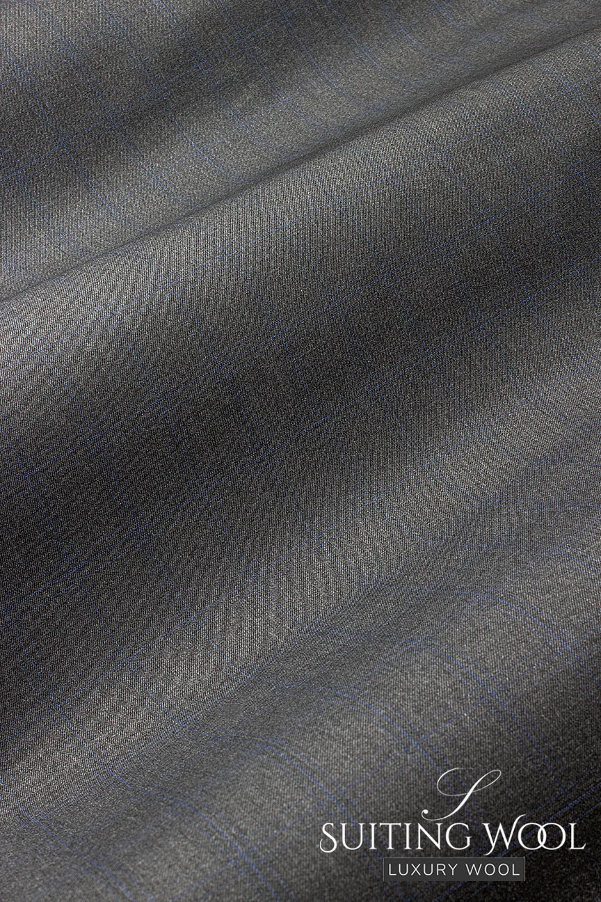 SWL004-DGY - Superfine Suiting Wool - Dark Grey Plaid (5 yards)