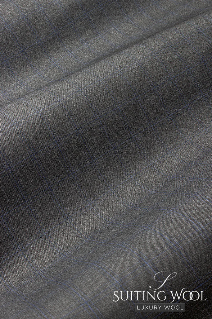 SWL004-DGY - Superfine Suiting Wool - Dark Grey Plaid (5 yards)