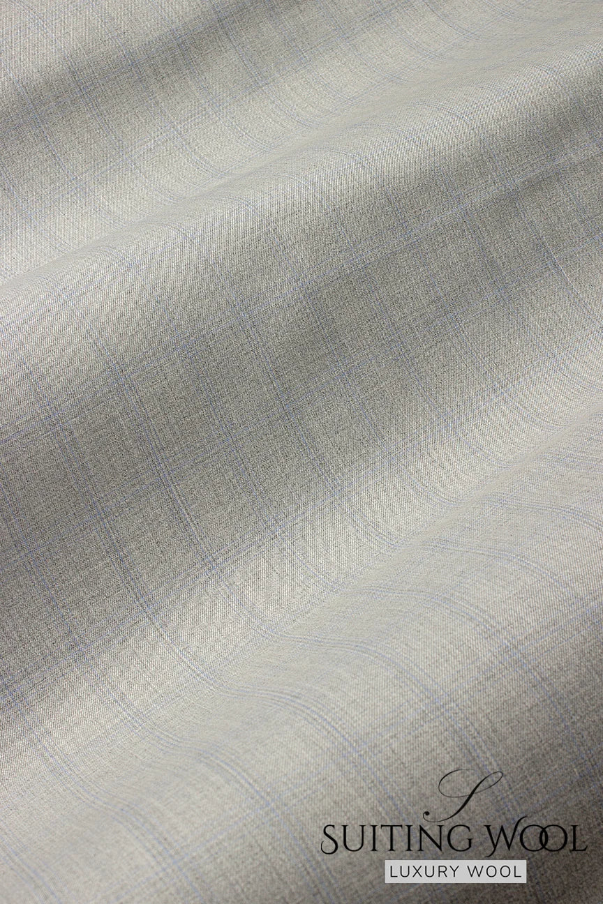 SWL004-LGY - Superfine Suiting Wool - Light Heather Grey Plaid (5 yards)
