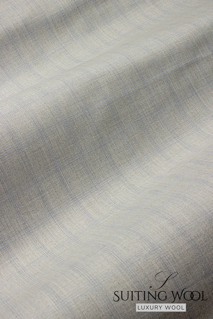 SWL004-LGY - Superfine Suiting Wool - Light Heather Grey Plaid (5 yards)