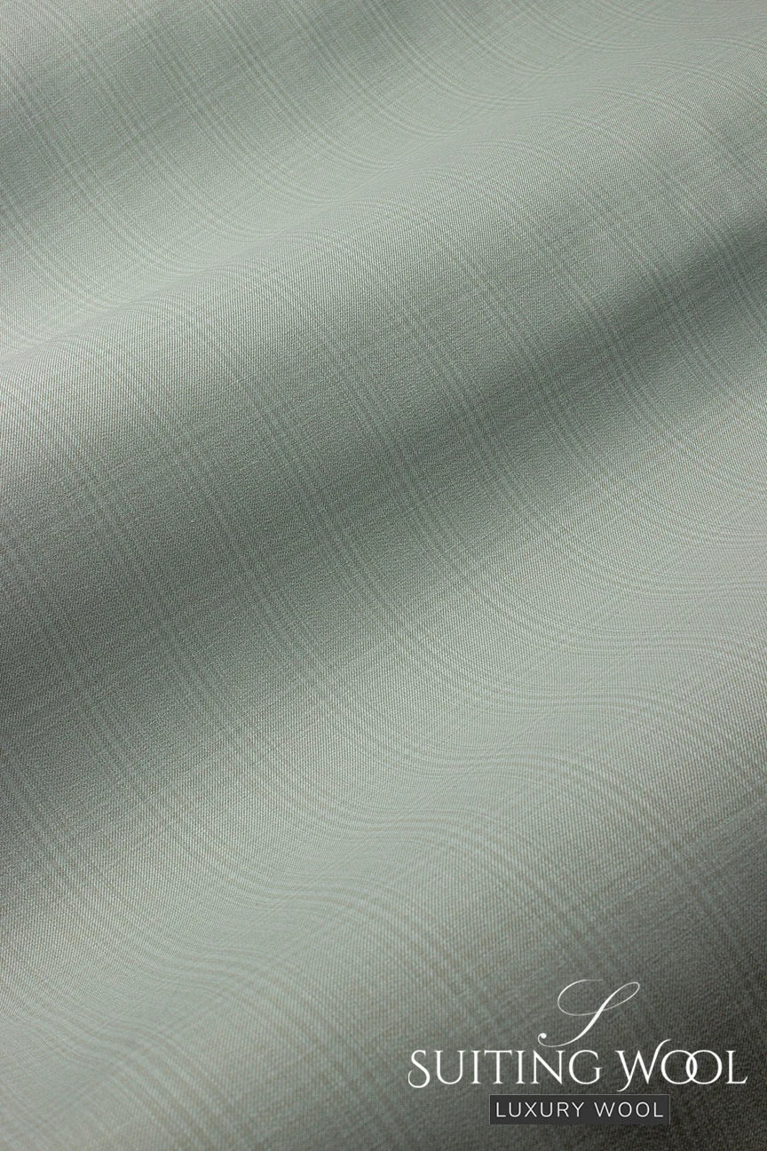 SWL004-MNT - Superfine Suiting Wool - Pastel Mint Plaid (5 yards)
