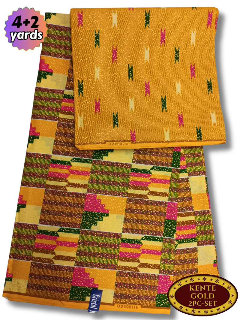 TPG003 - Kenté Gold Wax Print (4+2 yards)