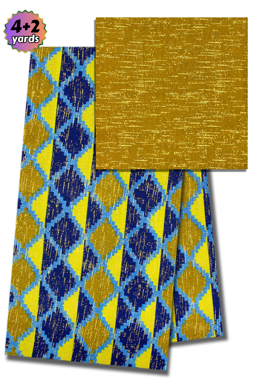TPG010 - Kenté Gold Wax Print (4+2 yards)