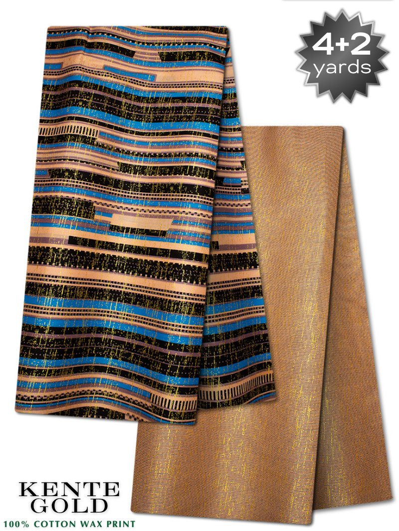 TPG022 - Kenté Gold Wax Print (4+2 yards)