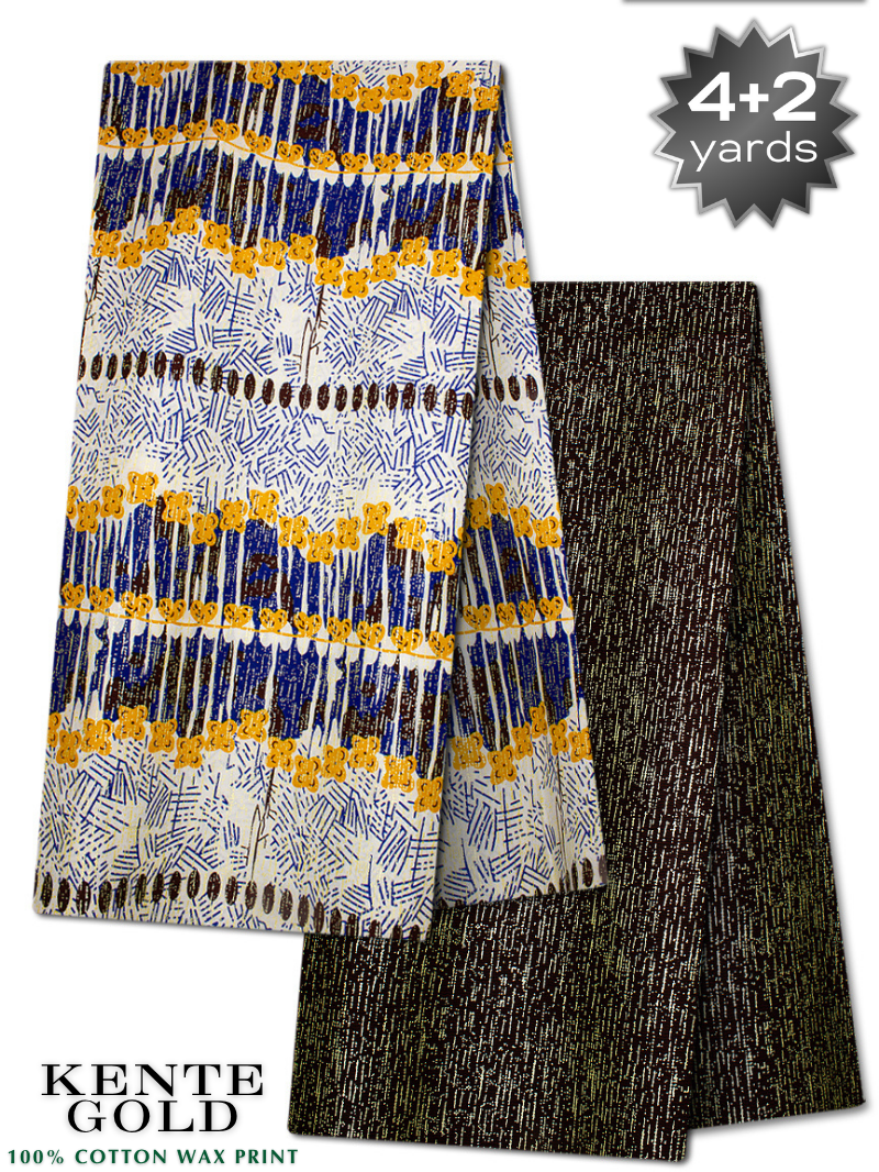TPG027 - Kenté Gold Wax Print (4+2 yards)