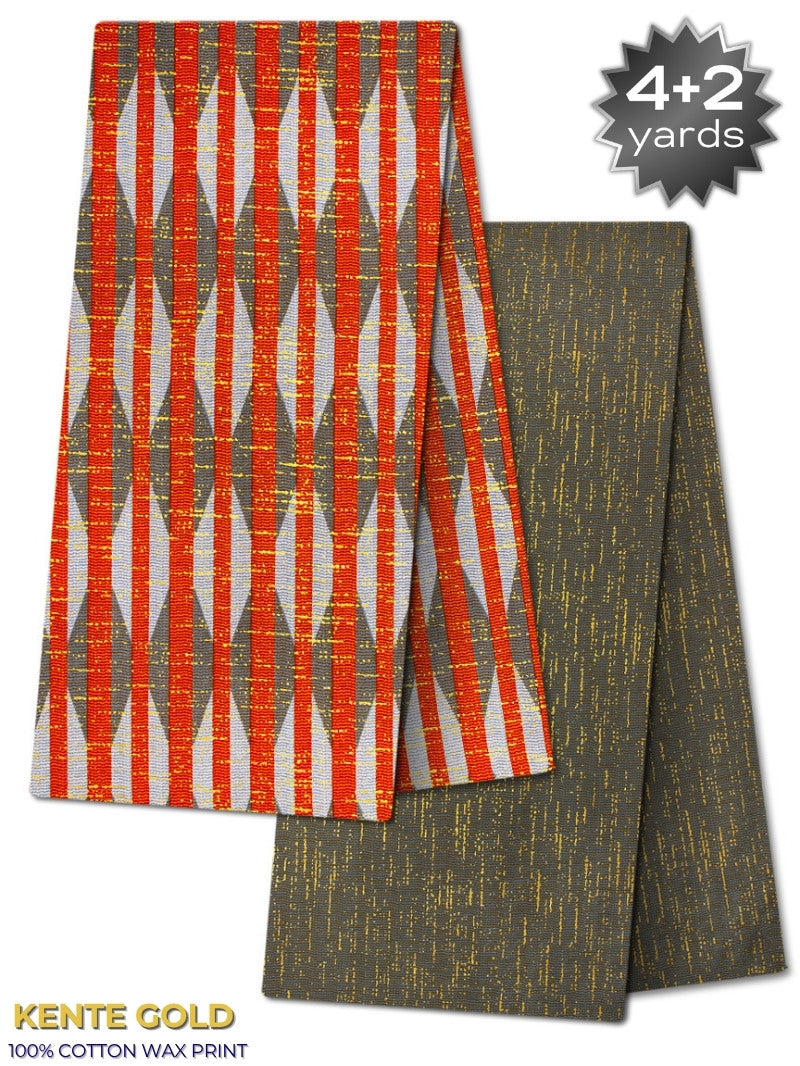 TPG034 - Kenté Gold Wax Print (4+2 yards)