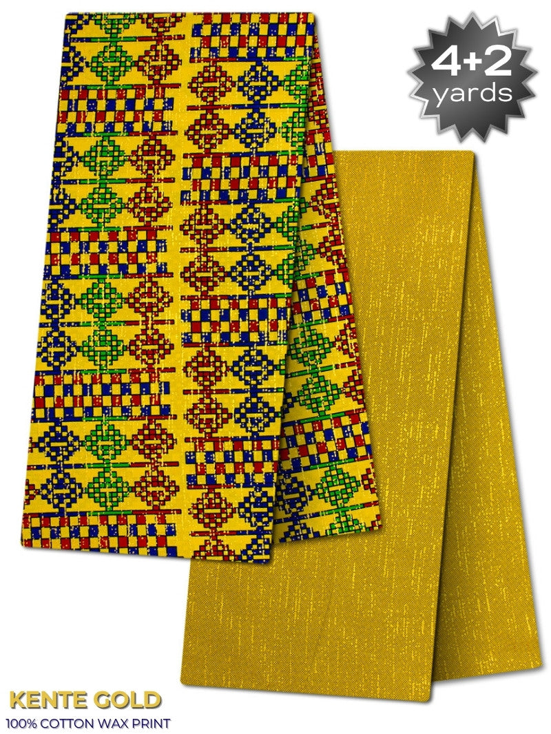 TPG035 - Kenté Gold Wax Print (4+2 yards)