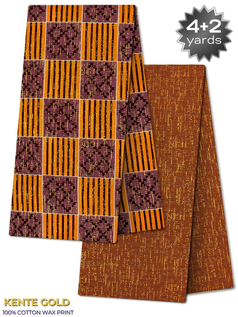 TPG036 - Kenté Gold Wax Print (4+2 yards)