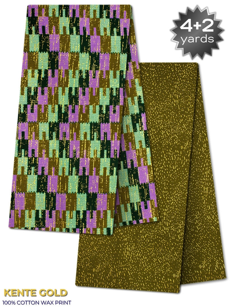 TPG038 - Kenté Gold Wax Print (4+2 yards)