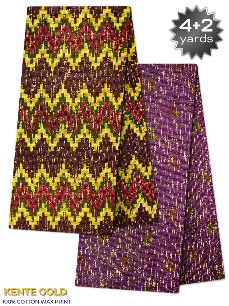 TPG041 - Kenté Gold Wax Print (4+2 yards)