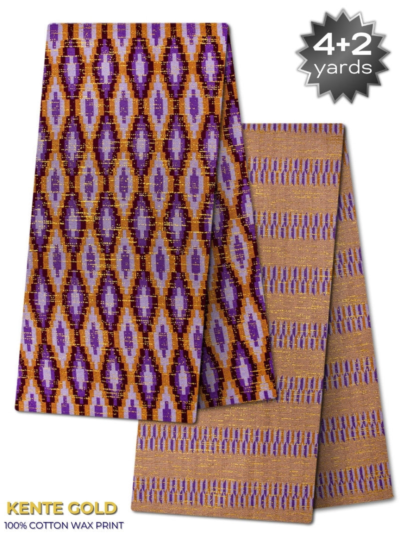 TPG046 - Kenté Gold Wax Print (4+2 yards)