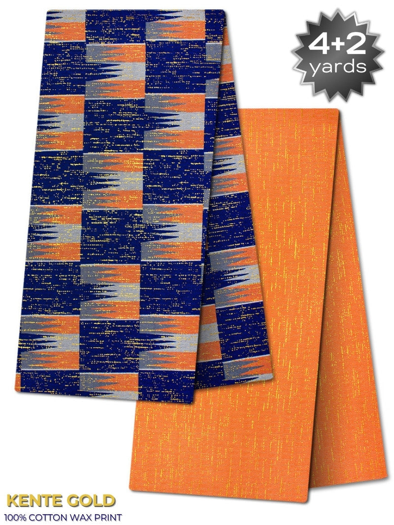 TPG047 - Kenté Gold Wax Print (4+2 yards)