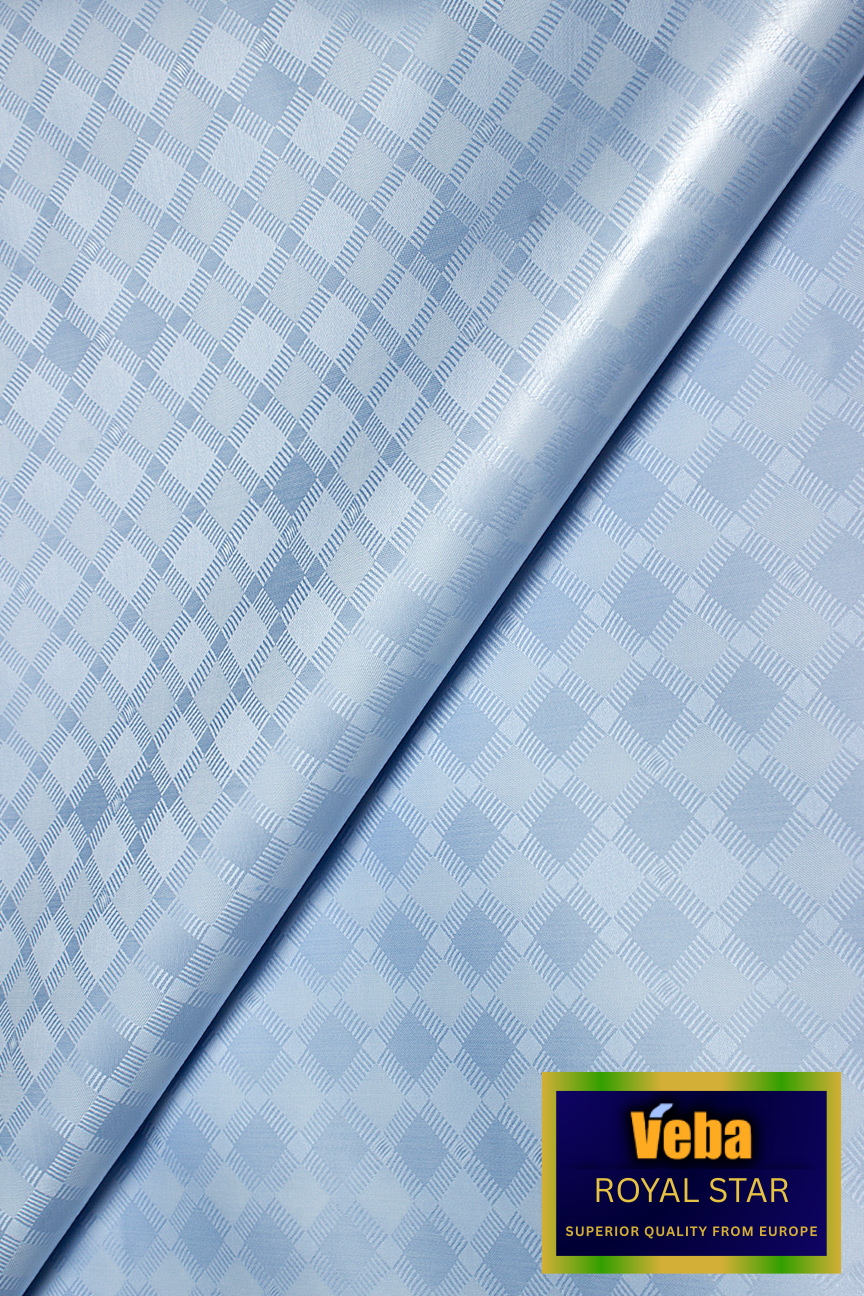 VBB253-LBL - VEBA 'Royal Star' Bazin Brocade (5 yards) - Light Blue