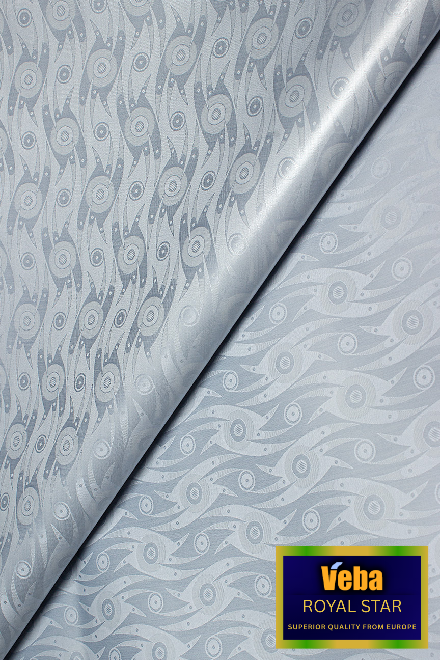 VBB254-LGY - VEBA 'Royal Star' Bazin Brocade (5 yards) - Light Grey