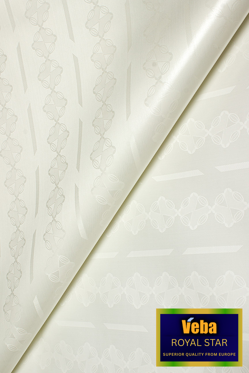 VBB255-IVO - VEBA 'Royal Star' Bazin Brocade (5 yards) - Ivory