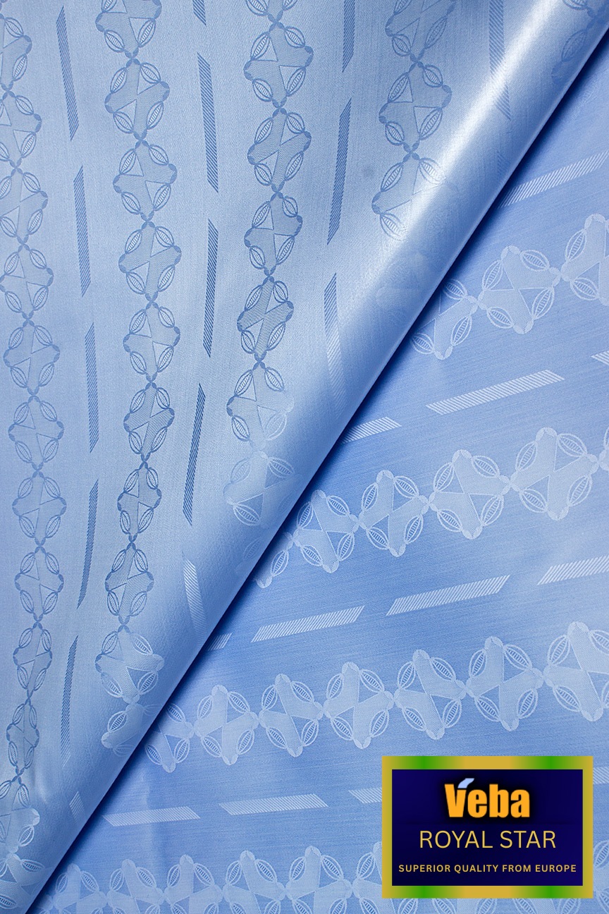 VBB255-SKB - VEBA 'Royal Star' Bazin Brocade (5 yards) - Sky Blue