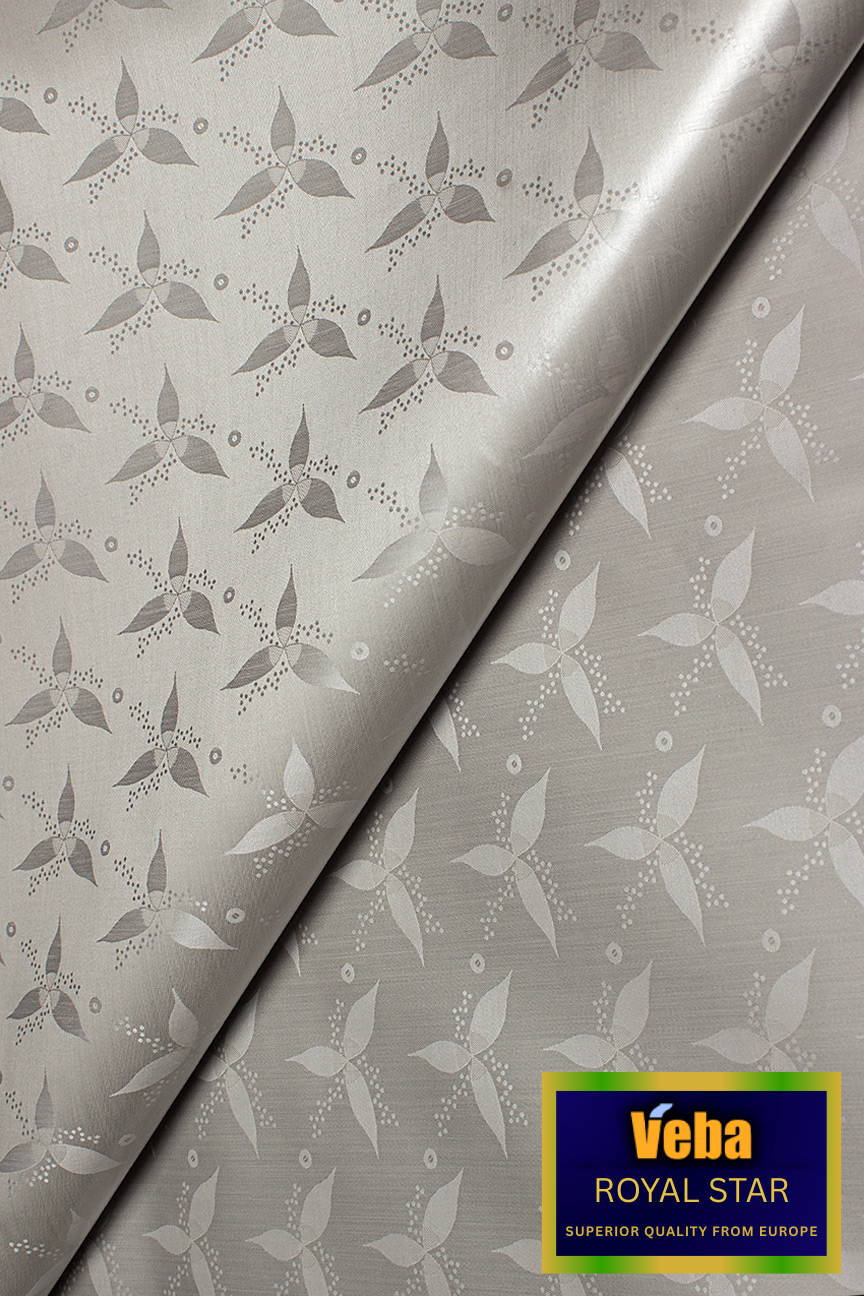 VBB257-ASH - VEBA 'Royal Star' Bazin Brocade (5 yards) - Ash Grey