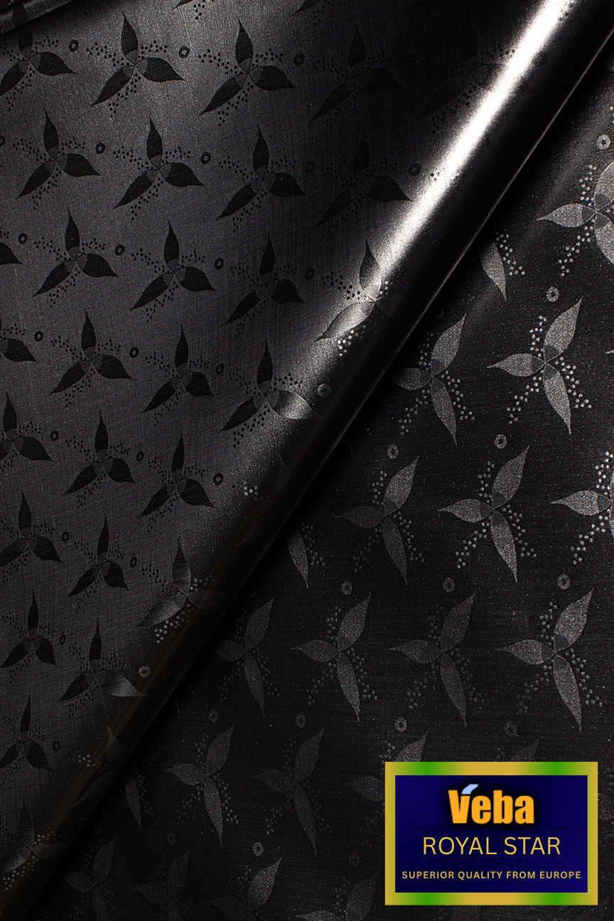 VBB257-BLK - VEBA 'Royal Star' Bazin Brocade (5 yards) - Black