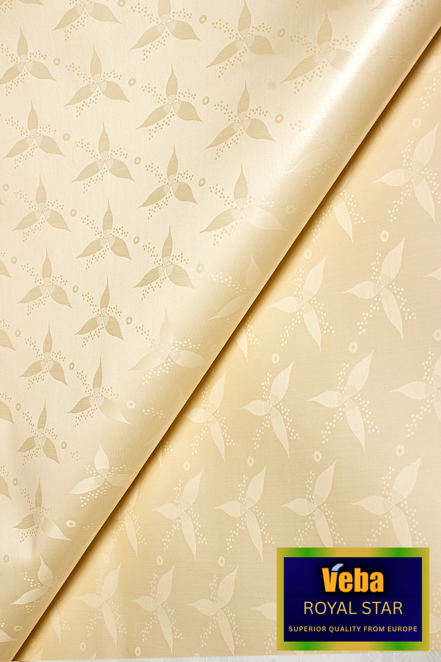 VBB257-CRM - VEBA 'Royal Star' Bazin Brocade (5 yards) - Cream