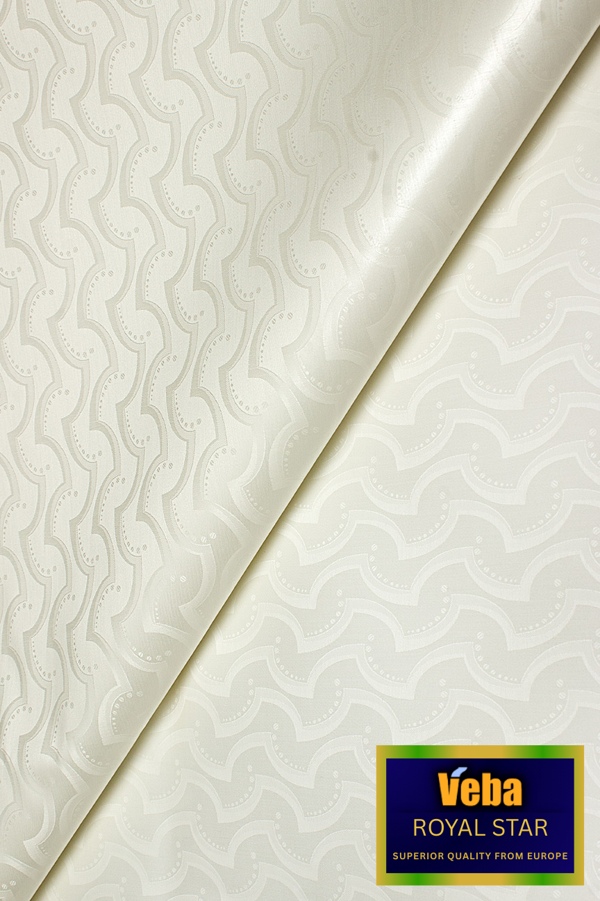 VBB258-IVO - VEBA 'Royal Star' Bazin Brocade (5 yards) - Ivory