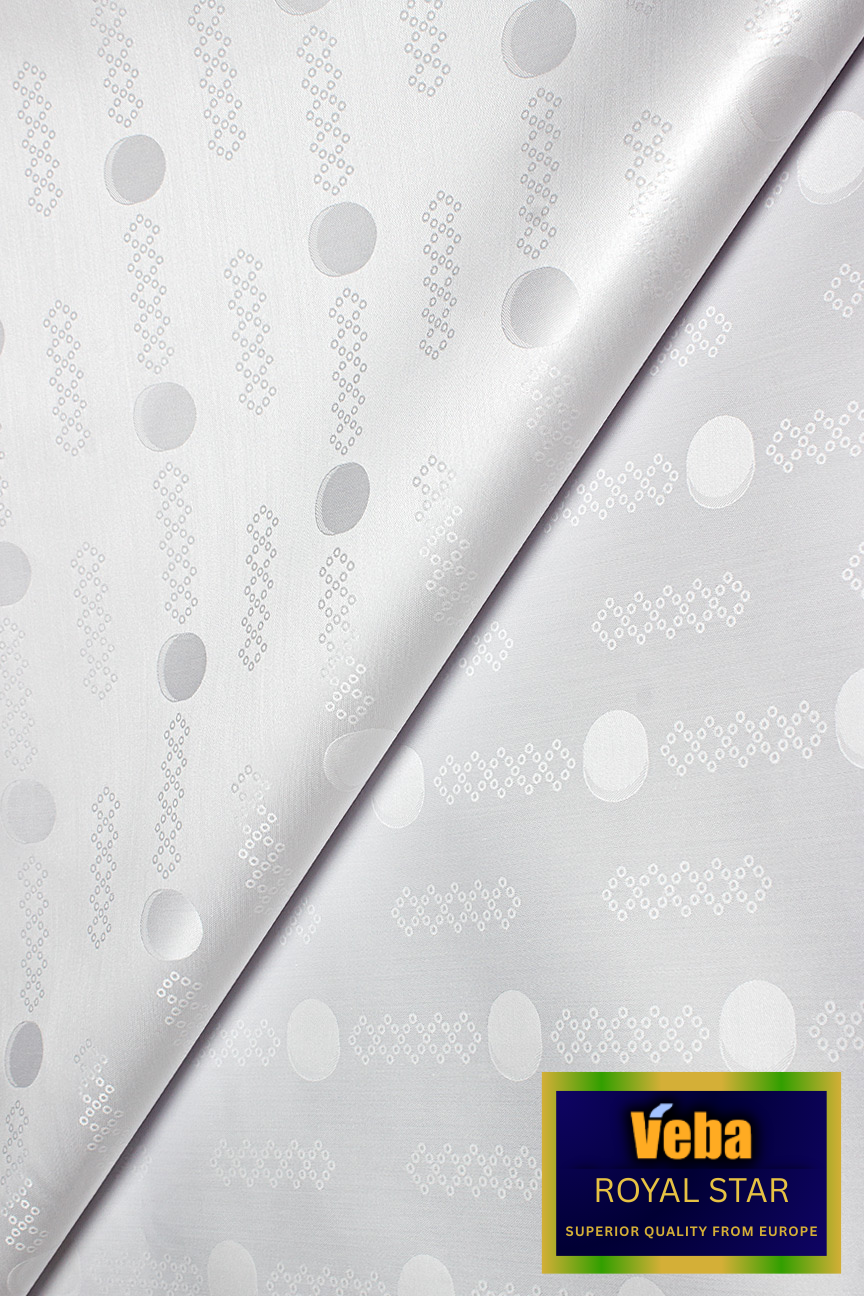 VBB261-WHT - VEBA 'Royal Star' Bazin Brocade (5 yards) - White