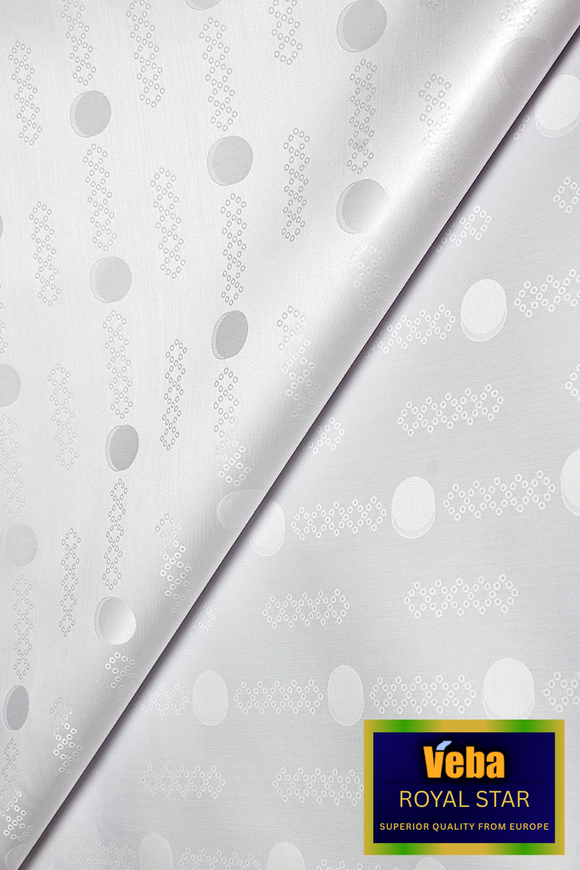 VBB261-WHT - VEBA 'Royal Star' Bazin Brocade (5 yards) - White