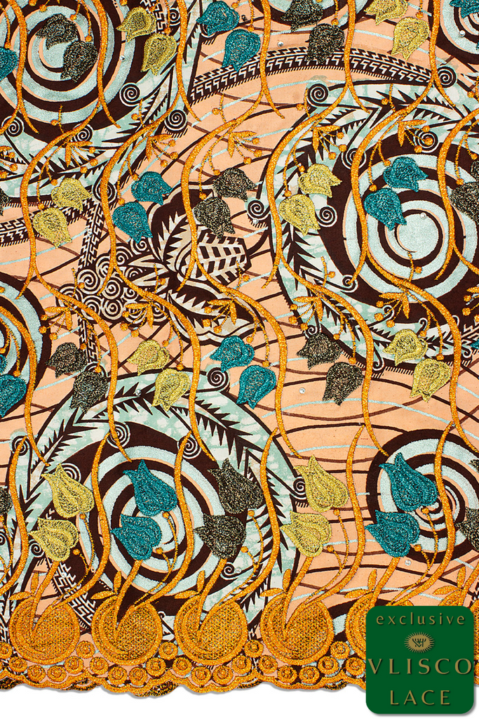 VLL163 - Exclusive Vlisco Holland Wax Embroidered Lace