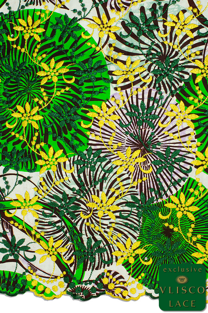 VLL167 - Exclusive Vlisco Holland Wax Embroidered Lace