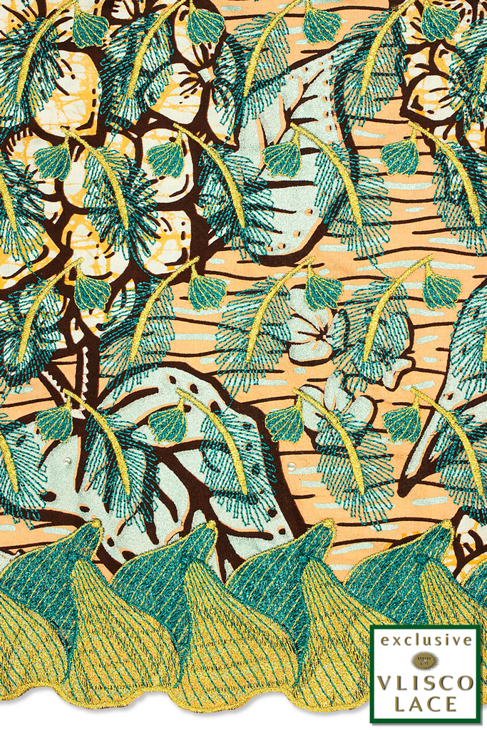 VLL175 - Exclusive Vlisco Holland Wax Embroidered Lace