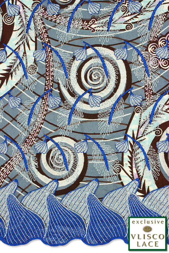 VLL176 - Exclusive Vlisco Holland Wax Embroidered Lace