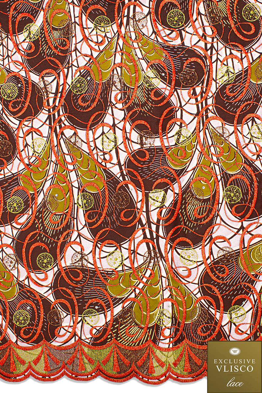 VLL187 - Exclusive Vlisco Holland Wax Embroidered Lace