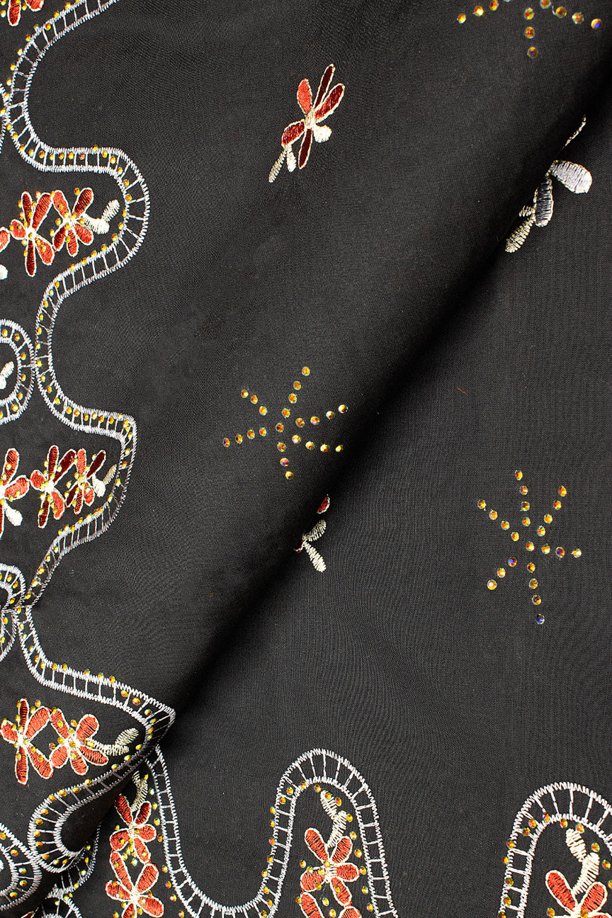 IRE630-BLK- Voile Lace - Black, White & Orange