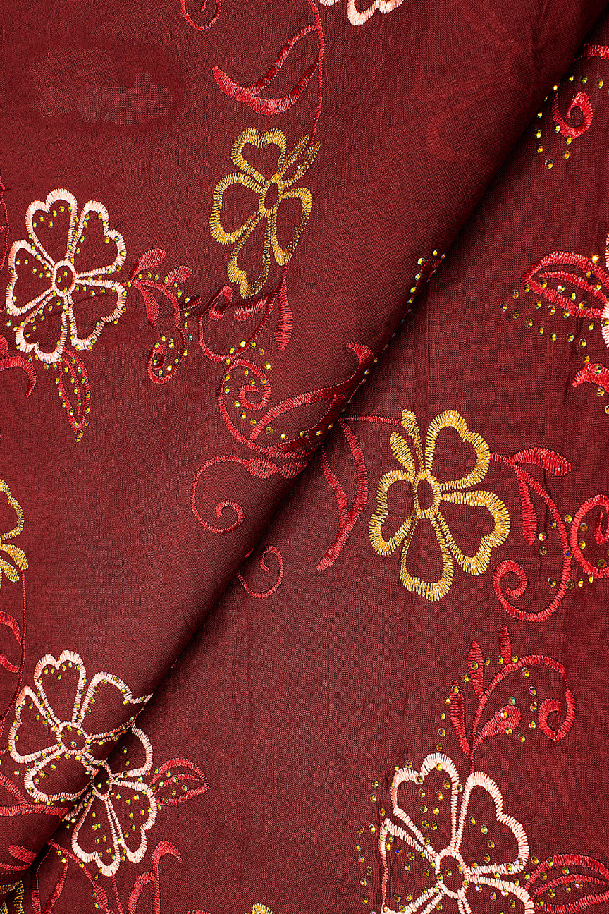 IRE631-RED- Voile Lace - Maroon Red