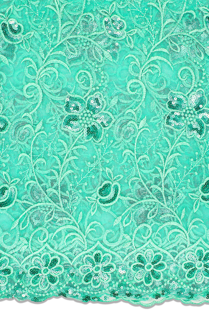 SQL058-MNT- Sequined French Lace - Mint