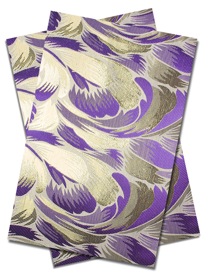 DGI007-GOP - Premium Damask Gele & Ipele (2pc set) - Gold & Purple