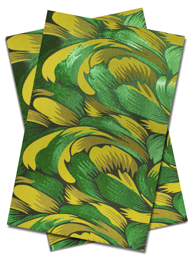 DGI007-YEG - Premium Damask Gele & Ipele (2pc set) - Yellow & Green