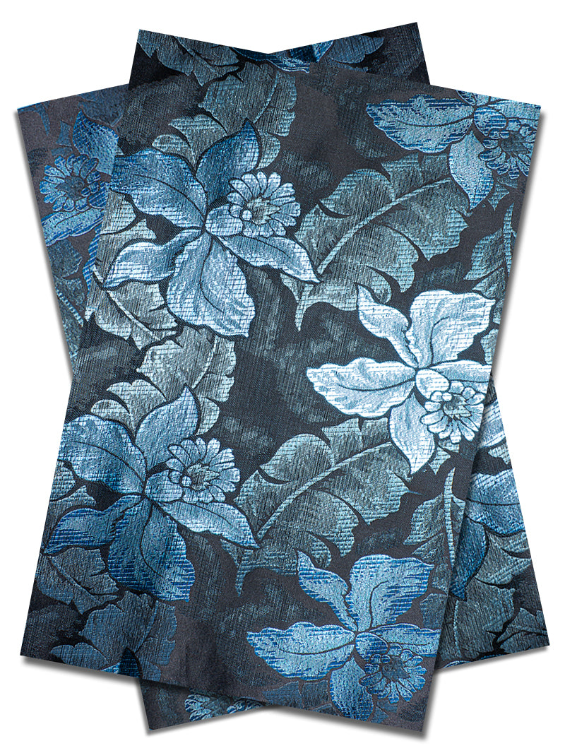 DGI006-BLB - Premium Damask Gele & Ipele (2pc set) - Black & Blue