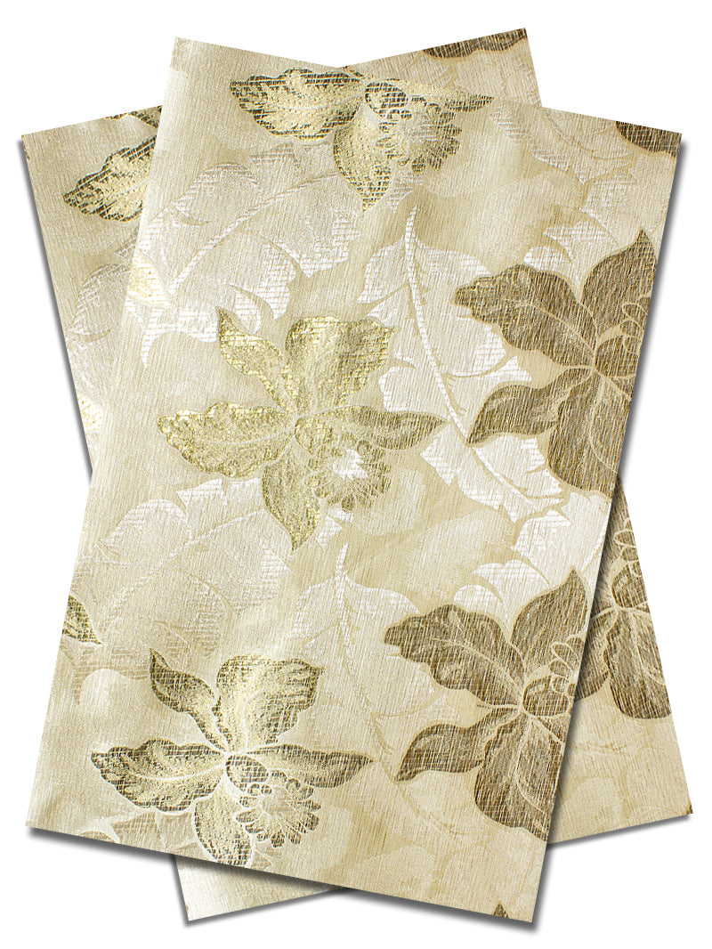 DGI006-CRG - Premium Damask Gele & Ipele (2pc set) - Cream & Gold