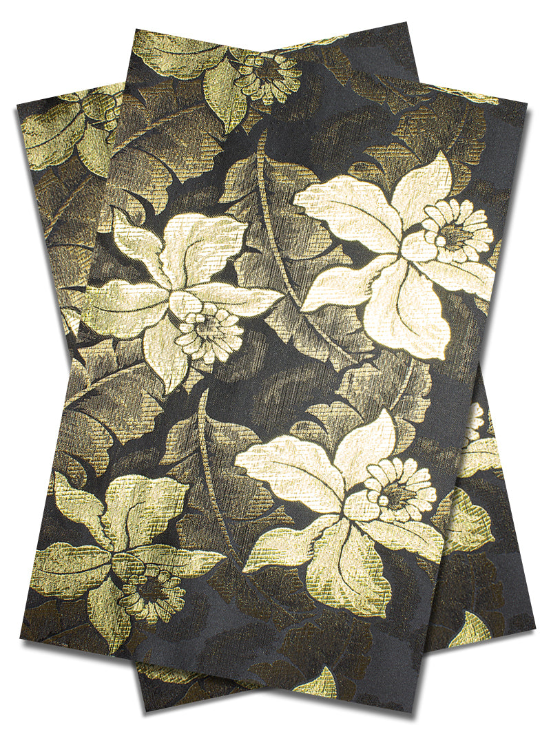 DGI006-BLG - Premium Damask Gele & Ipele (2pc set) - Black & Gold