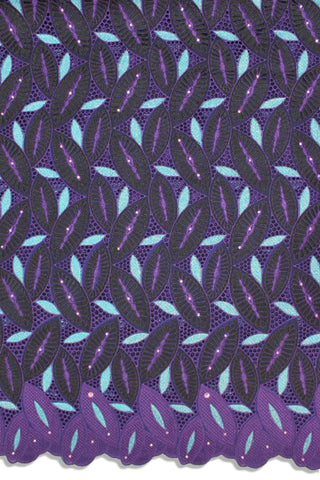 PSL045 - BCG - Premier Swiss Voile Lace - Purple, Black & Sky Blue