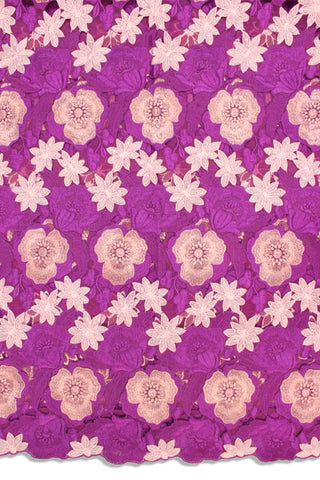PSL046 - FPC - Double Organza Hand Cut Lace - Fuschia Pink & Cream