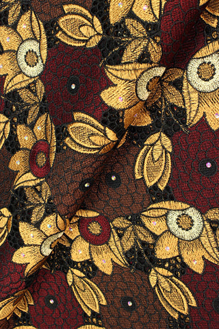 PSL043- CWG - Premier Swiss Voile Lace - Chocolate, Wine & Gold