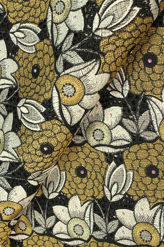 PSL043 - BGB - Premier Swiss Voile Lace - Black, Gold & Beige