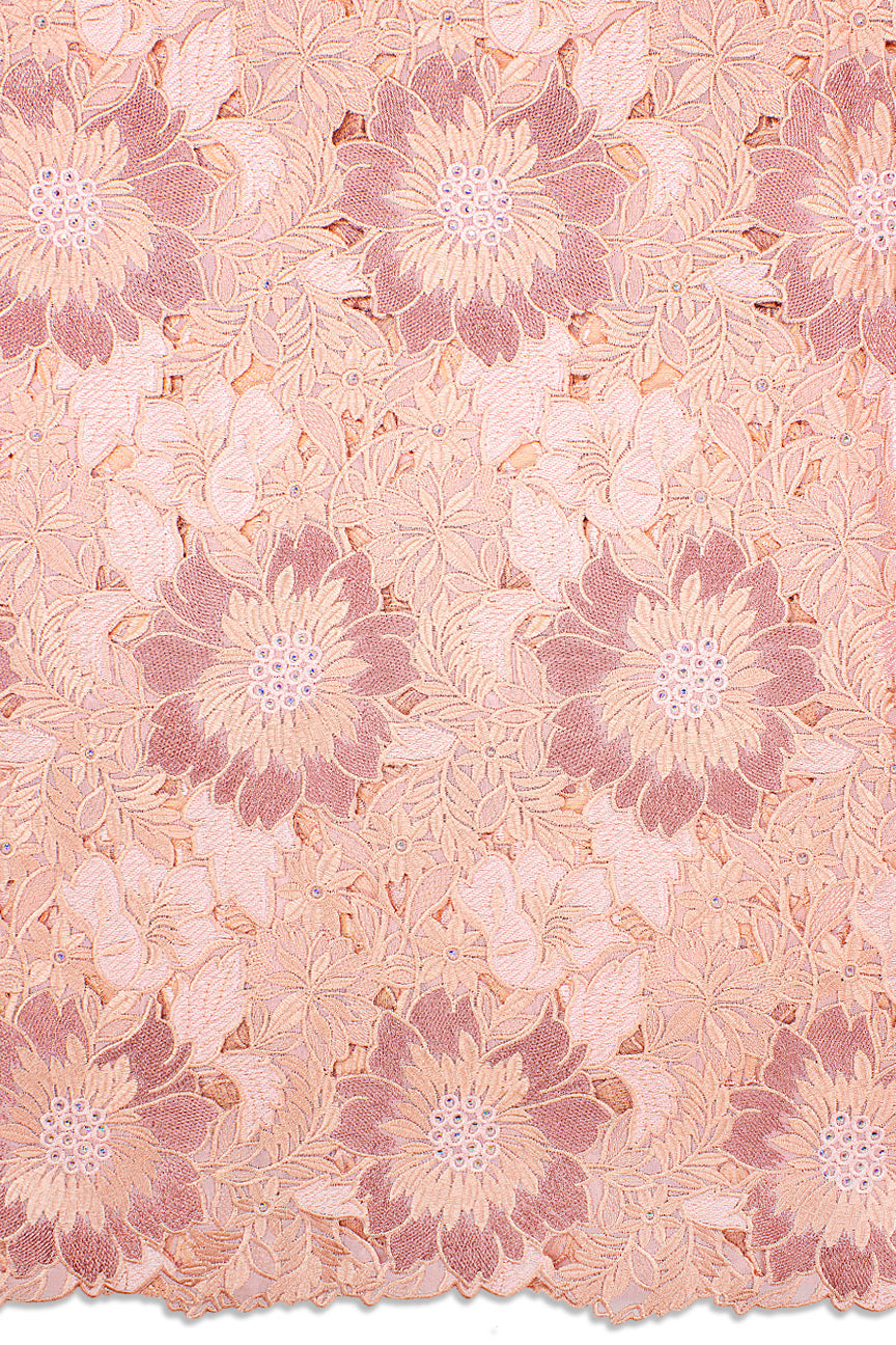 PSL060-PCH - Double Organza Hand Cut Lace - Peach