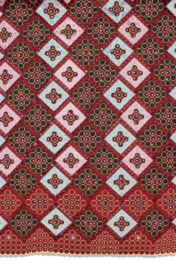 PSL044 - WNE - Premier Swiss Voile Lace - Wine, Black & Red